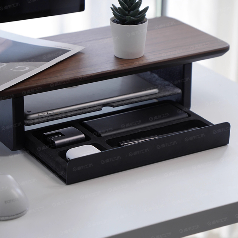 Desk Setup Office - Monitor Stand Riser Storage Drawers Office