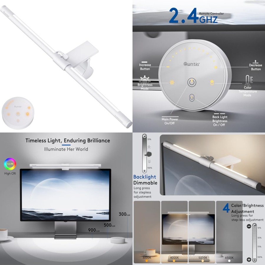 Desk Setup Office - Monitor Light Bar with Remote, Eye-Care
