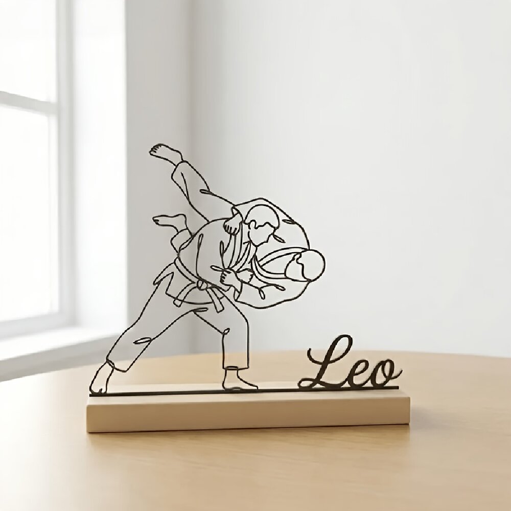 Desk Setup Decor - Custom Engraved Judo Martial Arts Statue