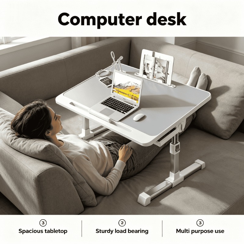L Shaped Desk Setup - Bedroom Office Desk Compact Computer Study