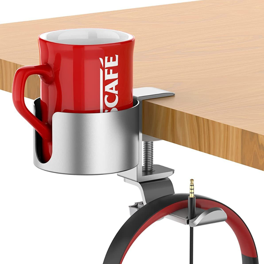 Desk Setup Office - 360° Rotating Desk Headphone Holder with