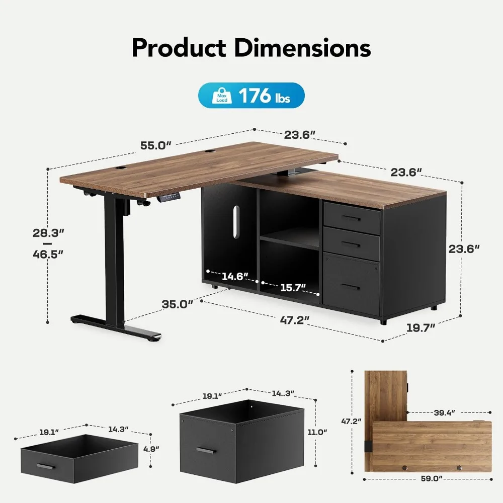 HUANUO 55 Inch L Shaped Standi - L Shaped Desk Setup review and price