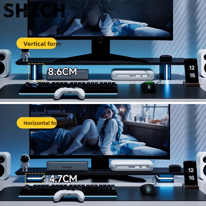 RGB Monitor Stand Ergonomic Co - Desk Setup With 2 Monitors review and price