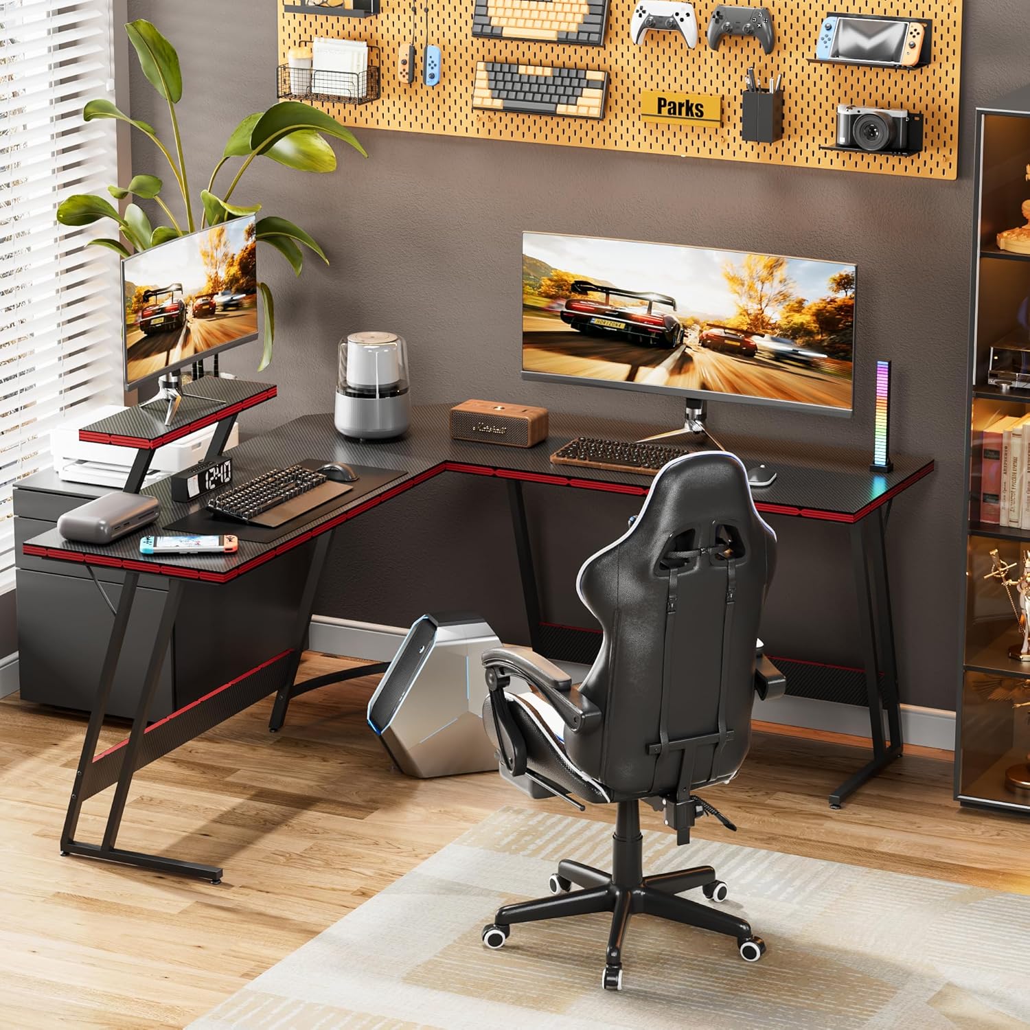 L-Shaped Adjustable Gaming Des - L Shaped Desk Setup review and price