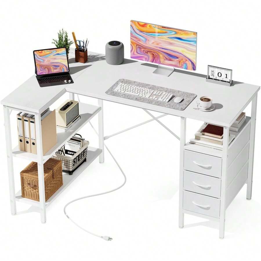 L Shaped Desk With Shelf Drawe - L Shaped Desk Setup review and price