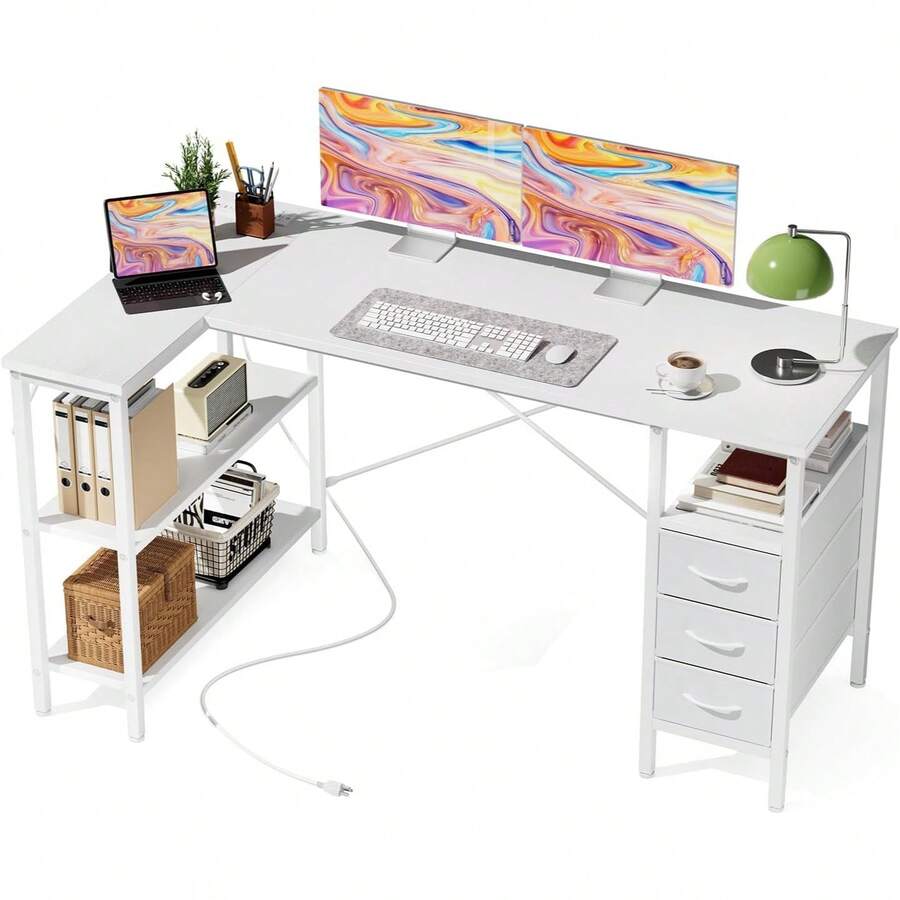L Shaped Desk With Shelf Drawe - L Shaped Desk Setup review and price