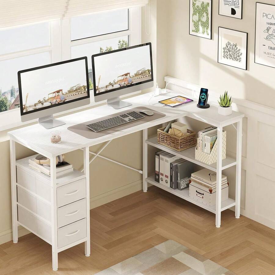L Shaped Desk With Shelf Drawe - L Shaped Desk Setup review and price
